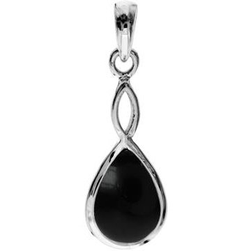 Silver and Black Onyx teardrop pendant.