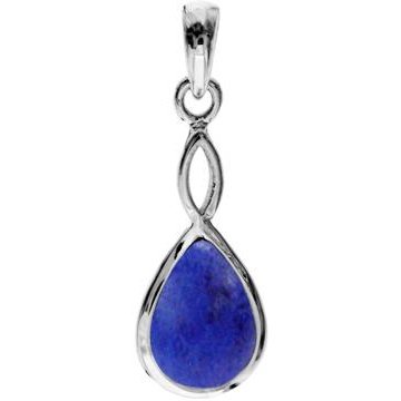 silver and lapis lazuli twisted teardrop pendant.