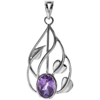 Silver and Amethyst teardrop pendant