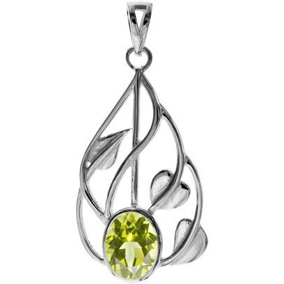 silver and Peridot teardrop pendant