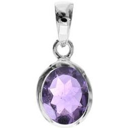 Silver and amethyst oval pendant.