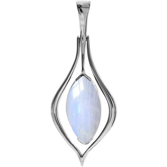 Silver Suspended Elliptical Moonstone Pendant