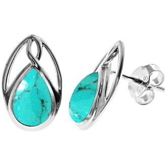 Silver and turquoise teardrop stud earrings