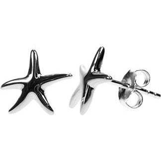 Silver starfish stud earrings