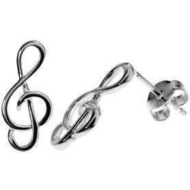 Silver music note stud earrings