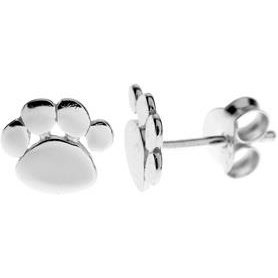 Silver paw print stud earring