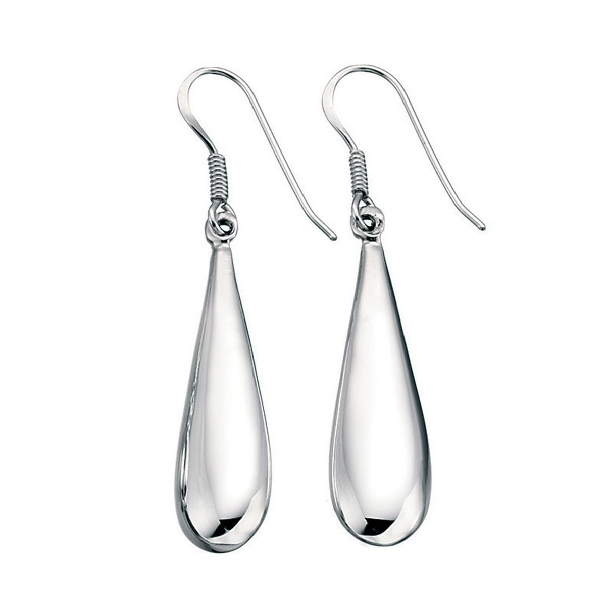 Silver long teardrop drop earrings