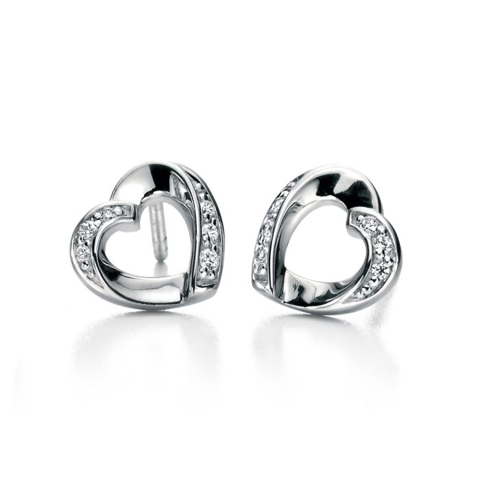 Fiorelli Silver and Cubic Zirconia twisted heart stud earrings