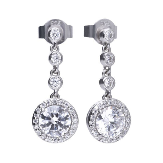 Diamonfire silver and cubic zirconia pave drop earrings