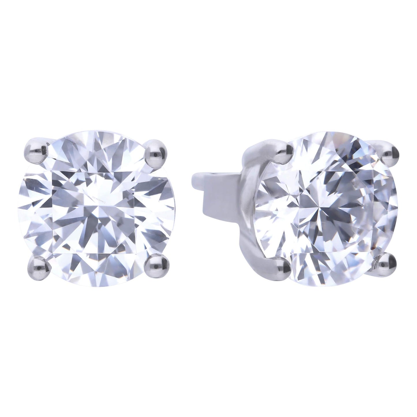 Diamonfire silver and cubic zirconia four claw stud earrings