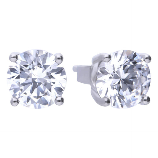 Diamonfire silver and cubic zirconia four claw stud earrings