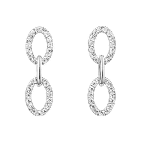 Fiorelli silver and cubic zirconia link style drop earrings