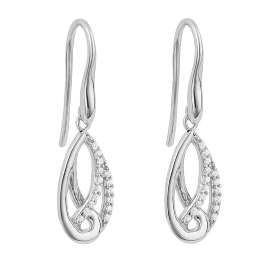 Fiorelli silver and cubic zirconia twisted drop earrings