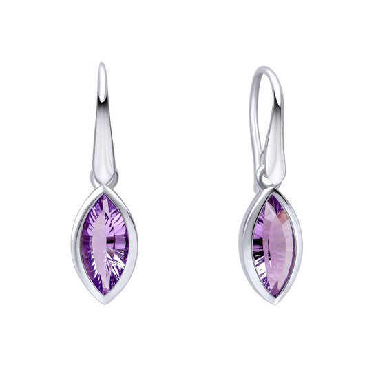 Fiorelli Silver 28mm Concave Cut Amethyst Earrings