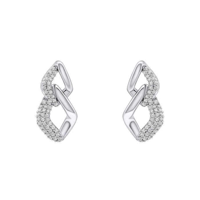 Fiorelli Silver and Cubic Zirconia Pave Chain Link Drop Earrings