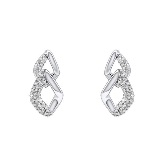 Fiorelli Silver and Cubic Zirconia Pave Chain Link Drop Earrings