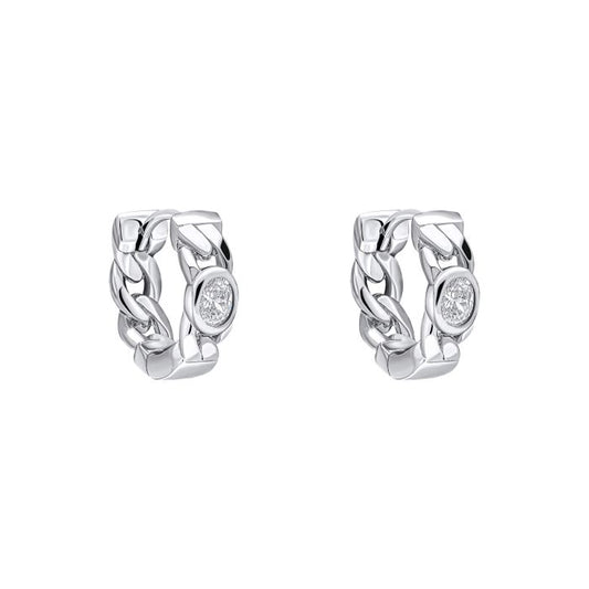 Fiorelli Silver Curb Chain Hoop Earrings with Cubic Zirconia