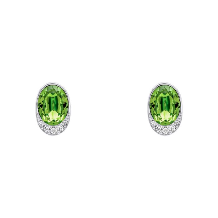 Fiorelli Oval Peridot  Stud Earrings with Cubic Zirconia Wave