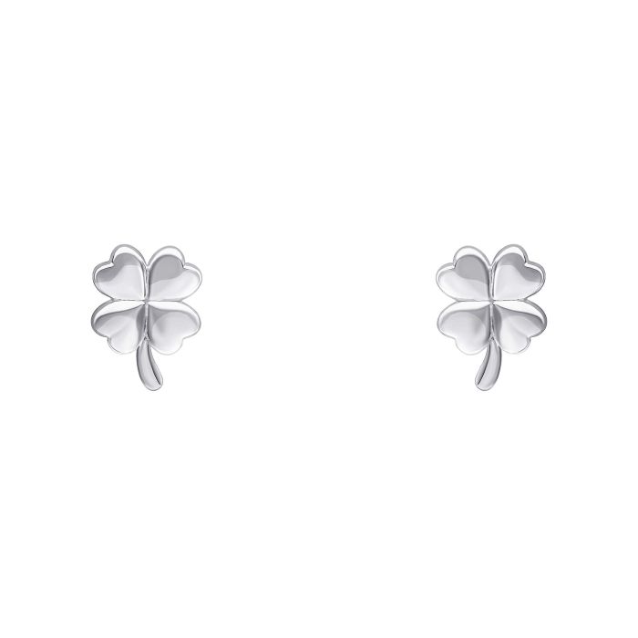 Silver Four Leaf Clover Stud Earrings