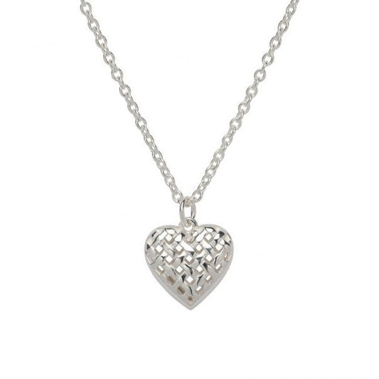 Silver Lattice heart pendant