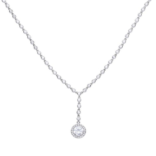 Diamonfire silver and cubic zirconia drop necklace.