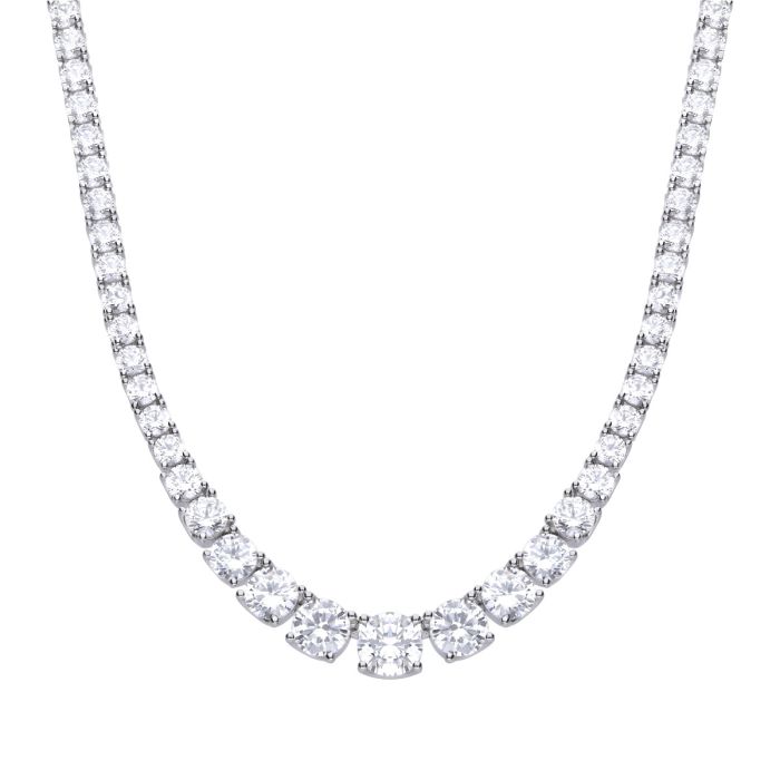 Diamonfire silver and cubic zirconia graduated tennis necklace.