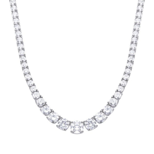 Diamonfire silver and cubic zirconia graduated tennis necklace.