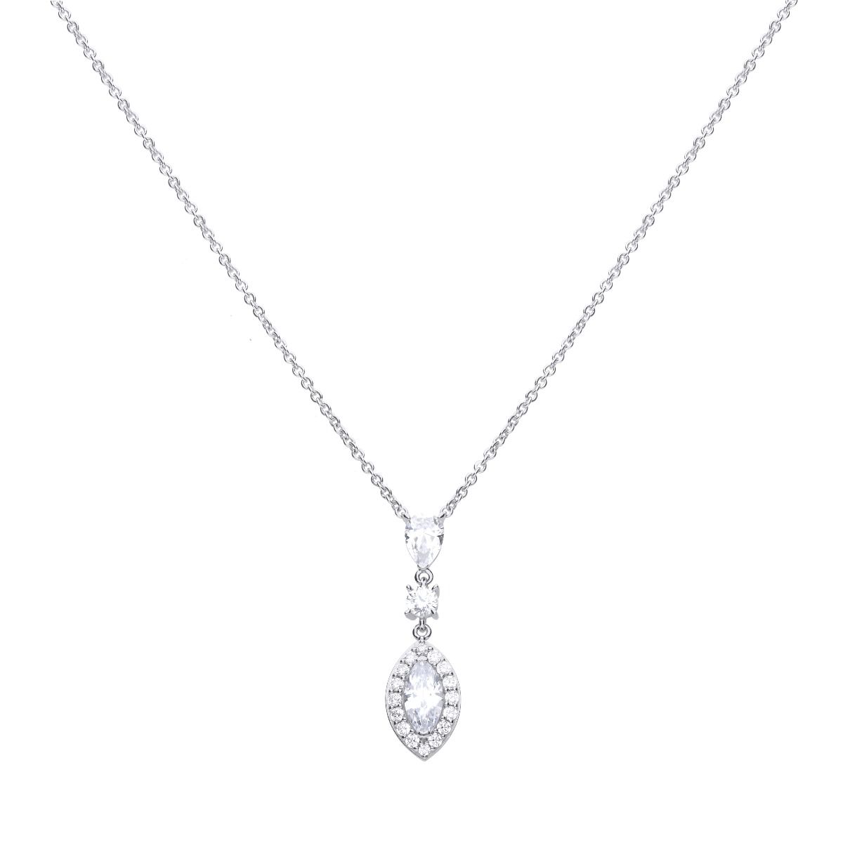 Diamonfire silver and cubic zirconia marquise and pave pendant