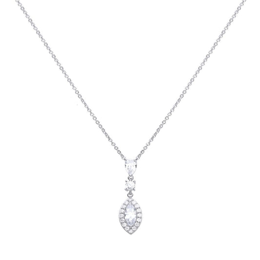 Diamonfire silver and cubic zirconia marquise and pave pendant