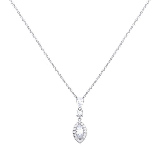 silver and cubic zirconia teardrop round and marquise drop pendant