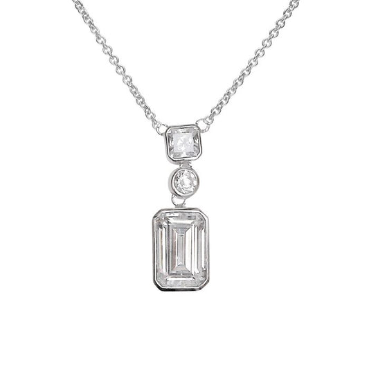 Real silver and cubic zirconia three stone pendant