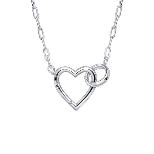 Silver chain necklace with heart clasp