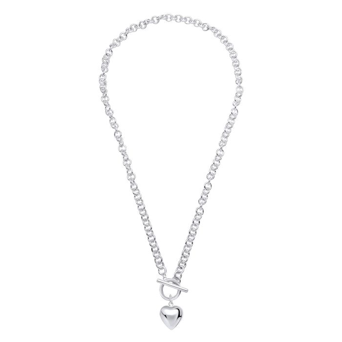 Silver heart T-bar necklaces