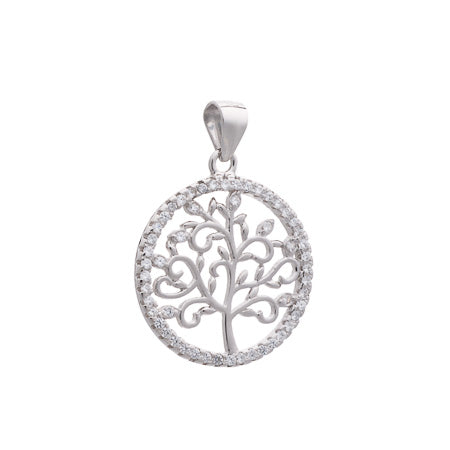 Silver and Cubic zirconia Tree of Life Pendant