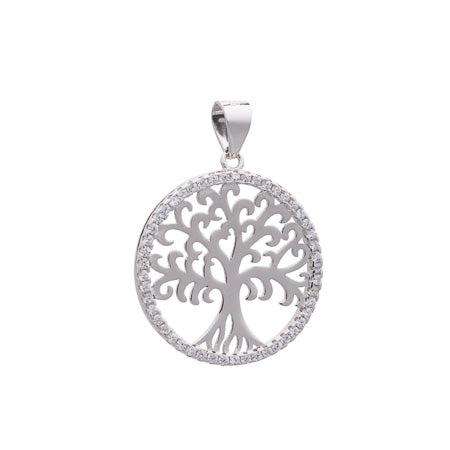 Silver and cubic zirconia Tree of Life Pendant