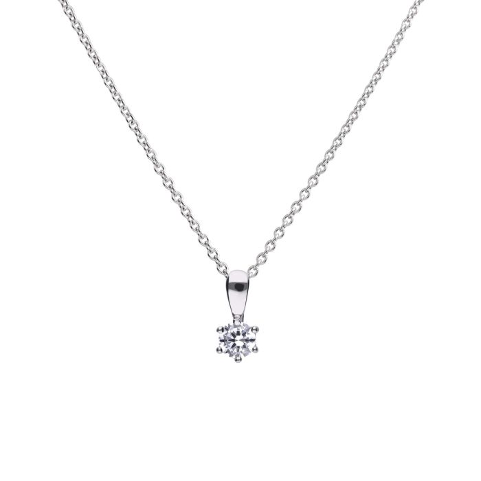 Diamonfire silver and cubic zirconia six claw solitaire pendant