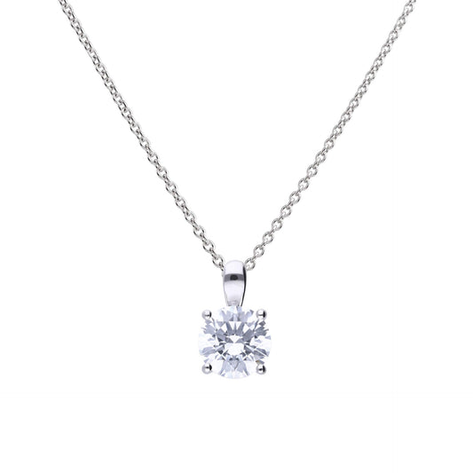 Diamonfire silver and cubic zirconia solitaire pendant.