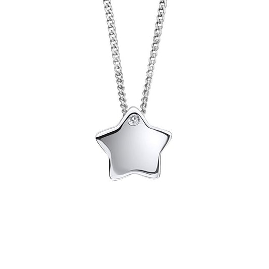 D for Diamond silver and diamond star pendant.