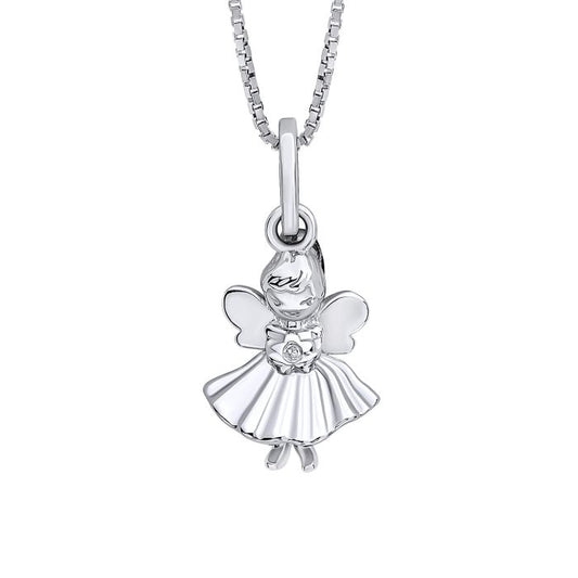 D for diamond silver and diamond fairy pendant.