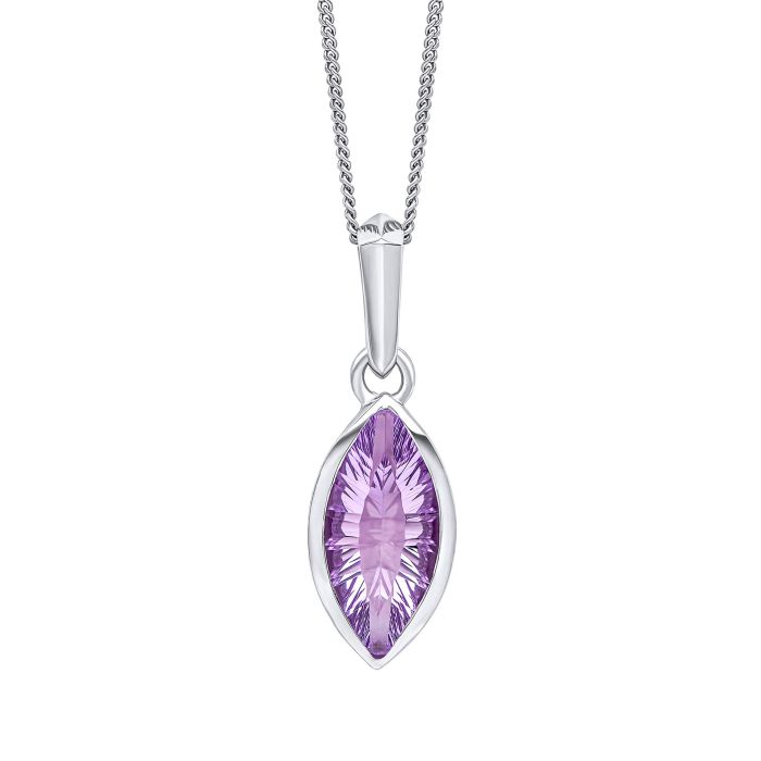 Fiorelli Silver Concave Cut Amethyst Pendant