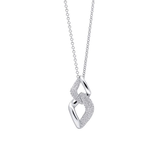 Fiorelli Silver Pave Chain Link Drop Pendant