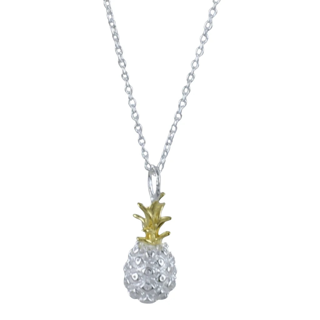 Silver Pineapple pendant with yellow gold detail