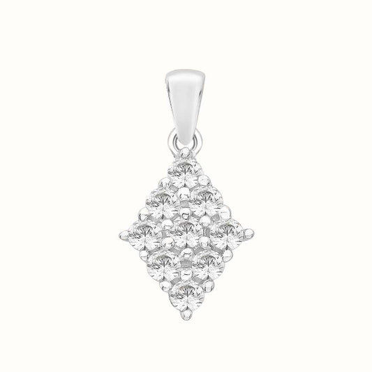 silver and cubic zirconia kite shaped pendant 0.40ct