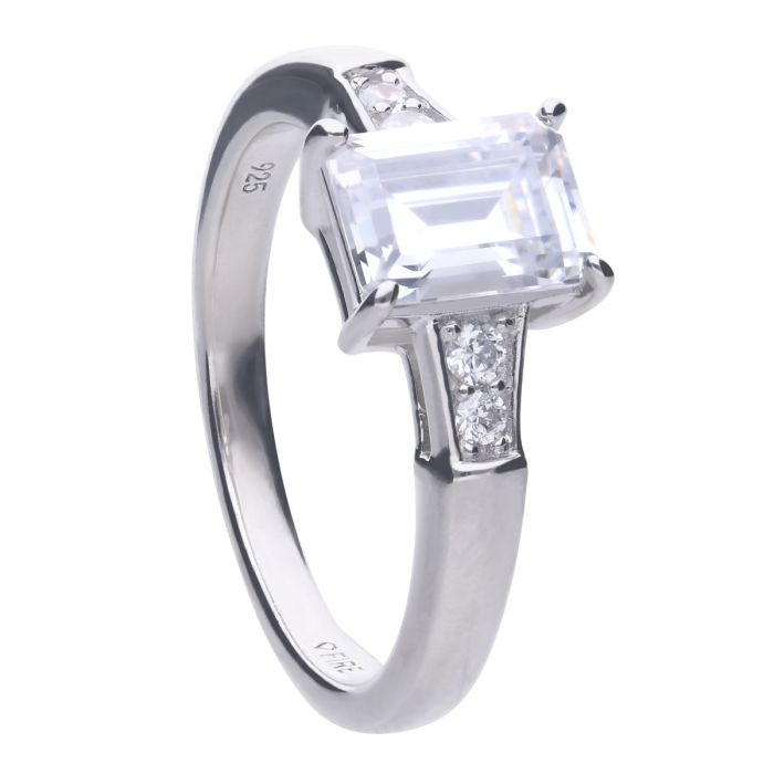 Diamonfire Silver and Cubic Zirconia emerald cut ring.