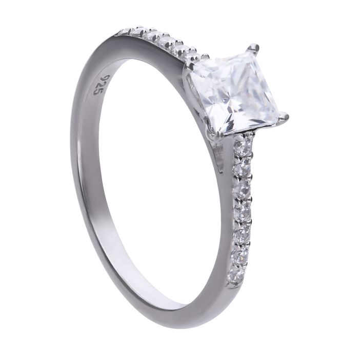 Diamonfire Silver and Cubic Zirconia princess cut ring.