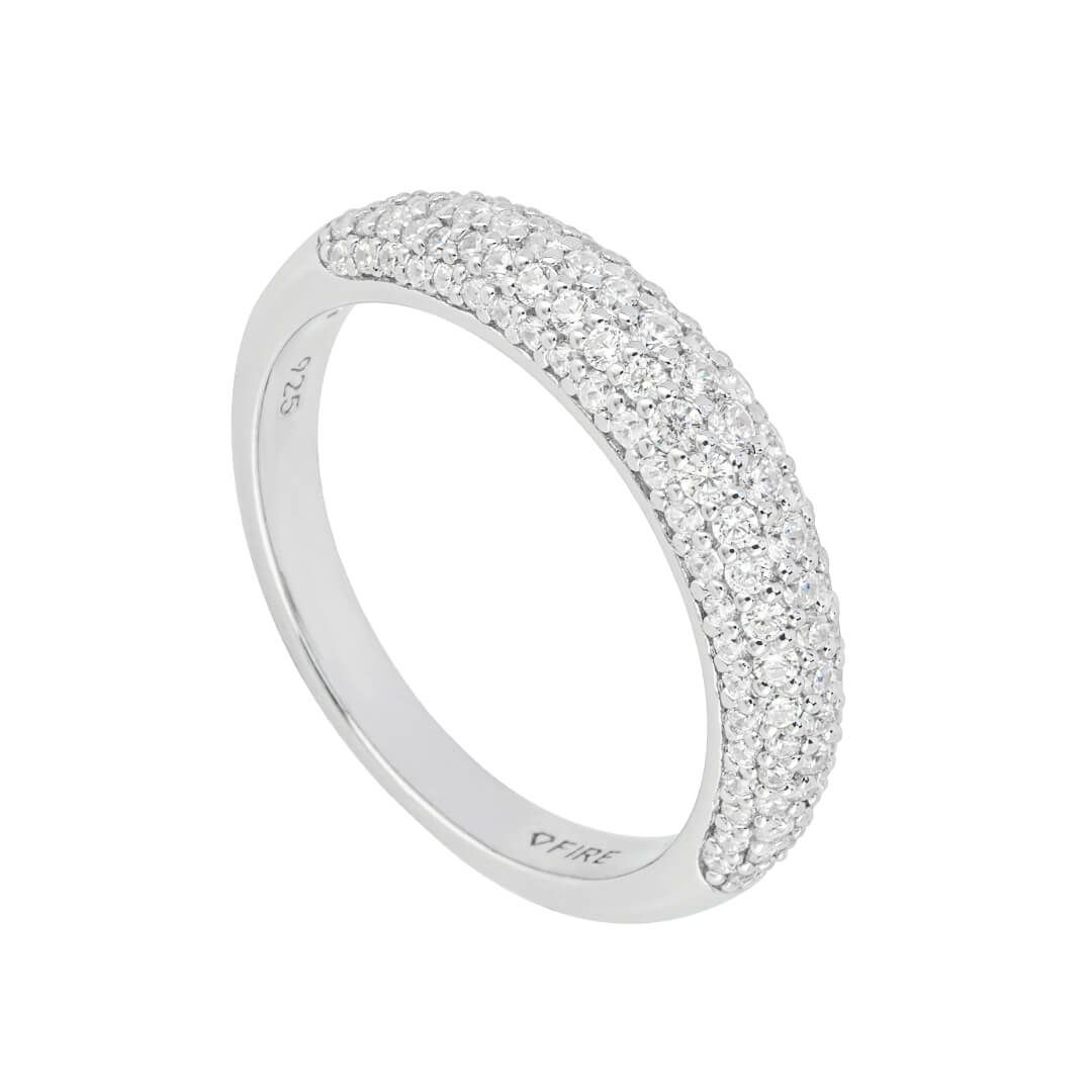 Silver and Cubic Zirconia pave set dome ring