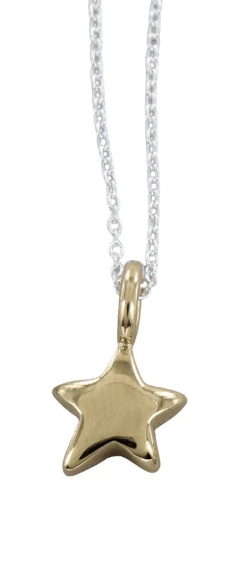 Silver star necklace with yellow gold detail