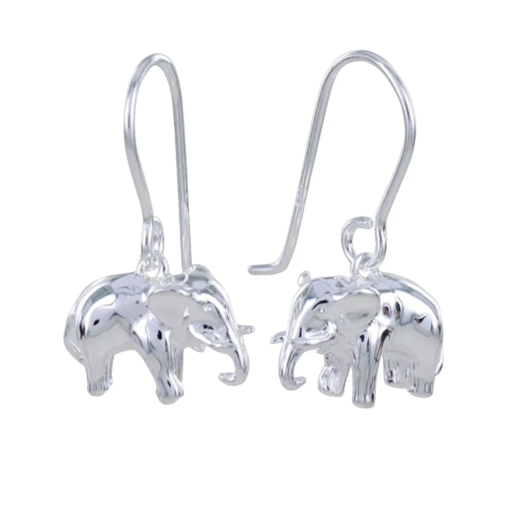 Silver Elephant drop earrings