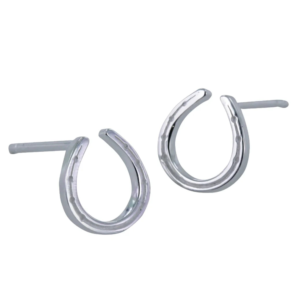 Silver horseshoe stud earrings