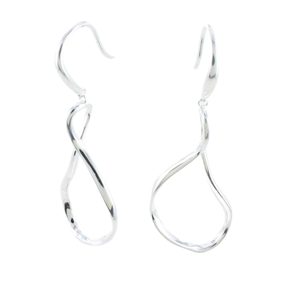 Silver twisted pear drop earrings